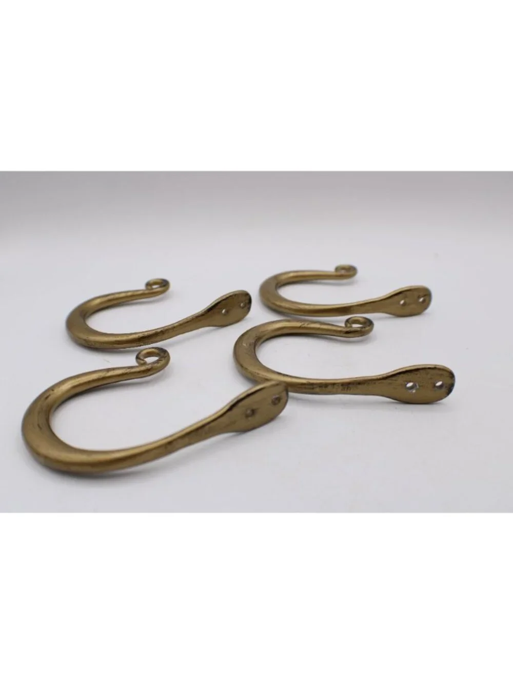 Vtg Brass Painted Wall Hooks (4) Decorative Scroll Design 4.5x3